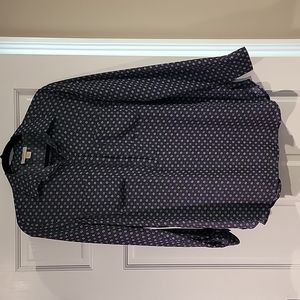 Loft blouse, sz medium, gray/blue background with cream floral design